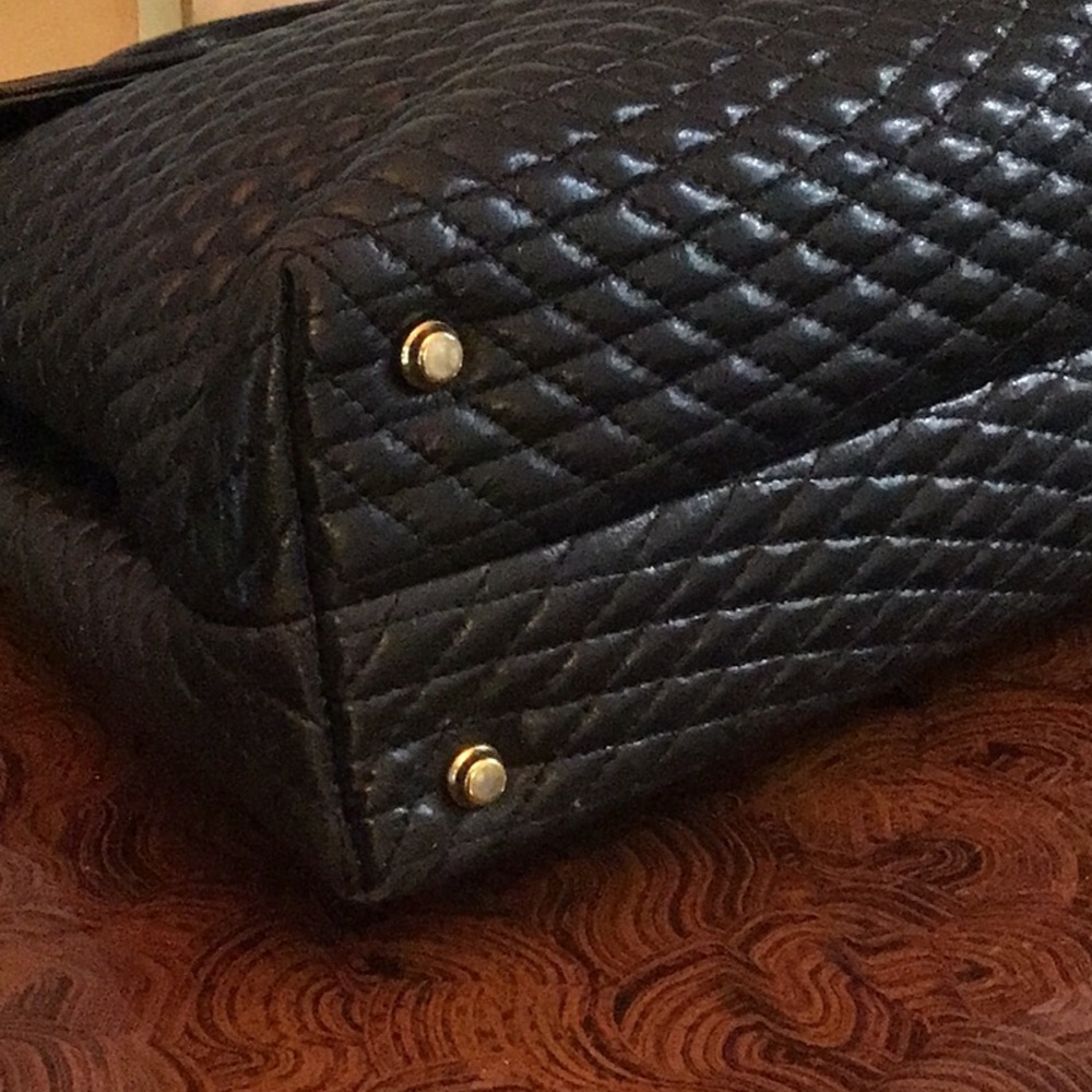 Vintage 1980s Bally Quilted Black Leather Handbag EUC - Picture 7 of 9